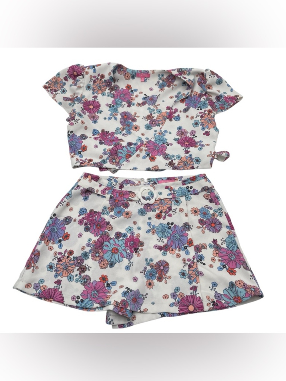 Dollz Kill x Sugar Thrillz Matching Set Floral Top  & Wrap Skort Flowers Hippie
